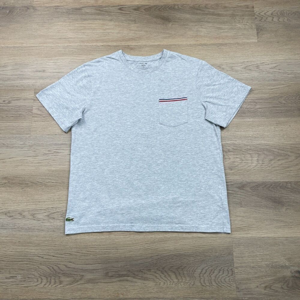 Lacoste Shirt Mens Large Gray Tennis Regular Fit Short Sleeve Logo